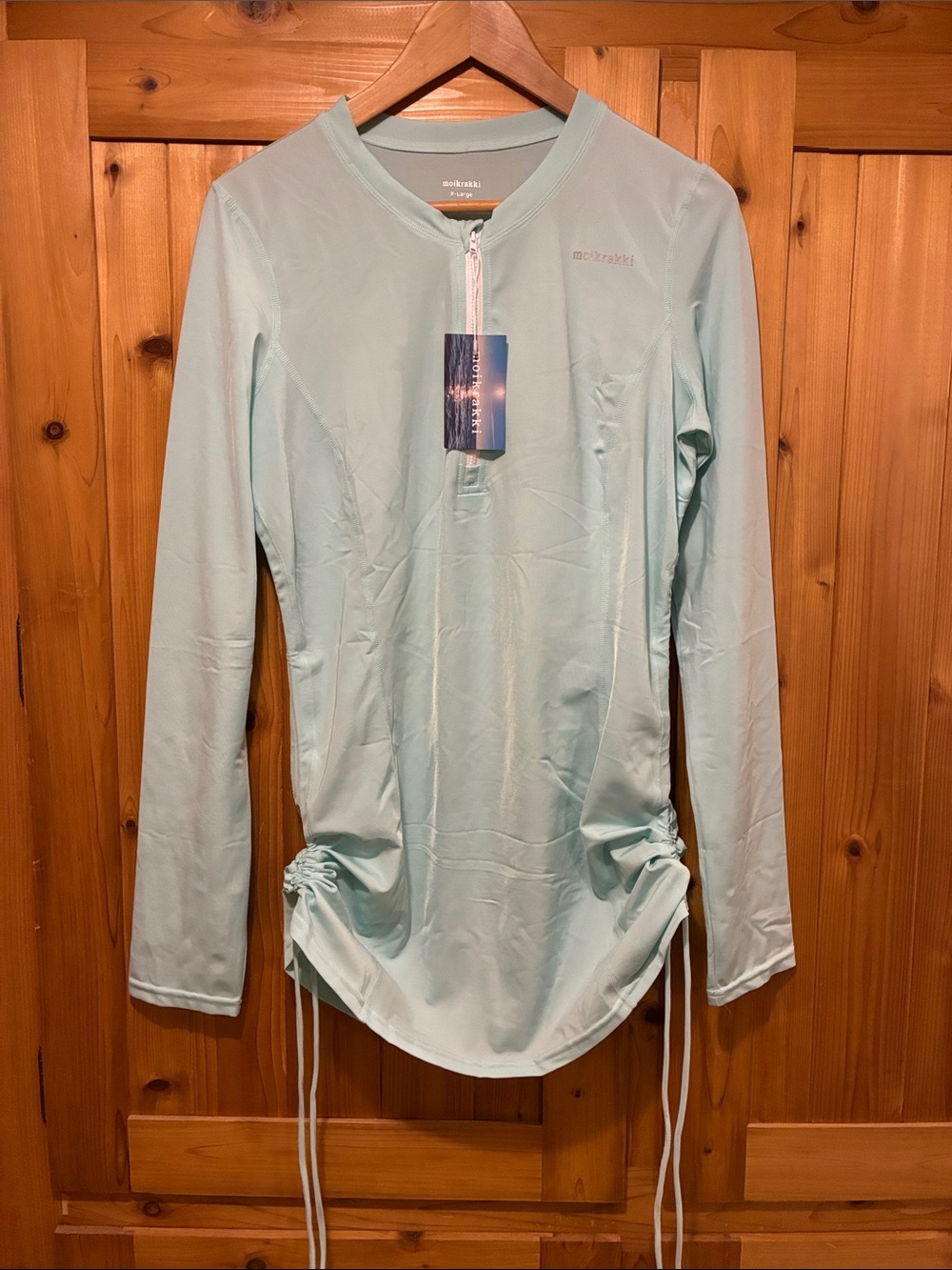 Moikrakki Mint Half-Zip Women's Swim Coverup, Sun Protection UPF 50 size XL